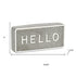4" Gray And White Galvanized Metal Hello Hand Painted Tabletop Sign