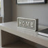 4" Gray And White Metal Home Hand Painted Tabletop Sign