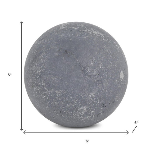 6" Silver Paper Mache Hand Painted Orb Decorative Orb