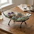 17" Clear And Black Glass And Metal Oval Decorative Bowl With Stand