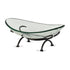 17" Clear And Black Glass And Metal Oval Decorative Bowl With Stand