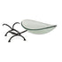 17" Clear And Black Glass And Metal Oval Decorative Bowl With Stand