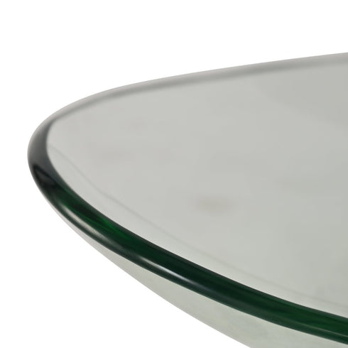 17" Clear And Black Glass And Metal Oval Decorative Bowl With Stand