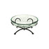 13" Clear And Black Glass And Metal Round Decorative Bowl With Stand