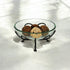 13" Clear And Black Glass And Metal Round Decorative Bowl With Stand