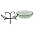 13" Clear And Black Glass And Metal Round Decorative Bowl With Stand