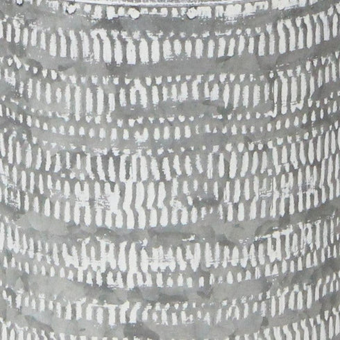 10" Gray Galvanized Metal Geometric Patterned Jug Vase