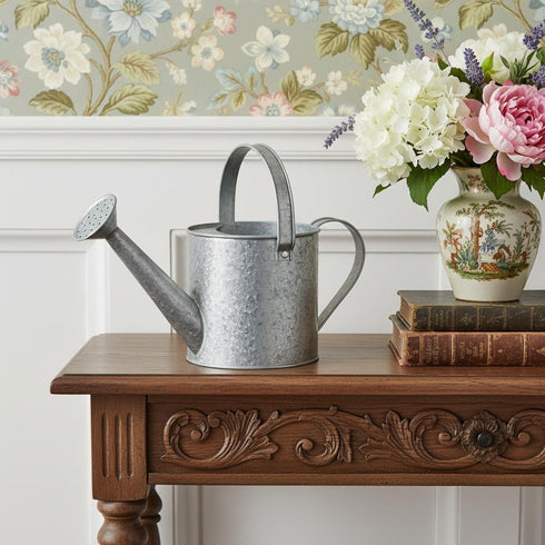 7" Gray Galvanized Metal Decorative Watering Can