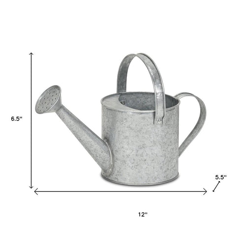 7" Gray Galvanized Metal Decorative Watering Can