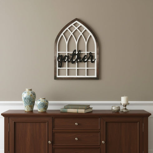 24" X 17" Brown And White Wood Wall Decor