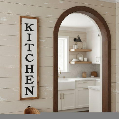 11" X 26" Black Brown And White Reversible Kitchen Wood Hanging Wall Decor