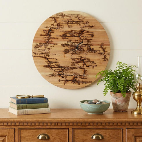 18" X 18" Black And Brown Wood Hanging Wall Decor