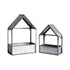 Set of Two Gray Galvanized Metal Novelty House Shaped Hanging Planters