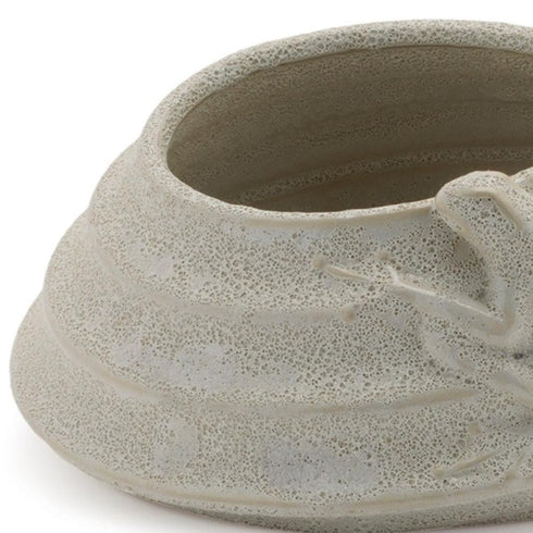 Set of Two Beige Porcelain 1 Ounce Frog Round Pot Planters