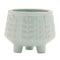 Set of Four Teal Blue Ceramic 1 Ounce Leaf Round Pot Planters