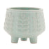 Set of Four Teal Blue Ceramic 1 Ounce Leaf Round Pot Planters