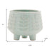 Set of Four Teal Blue Ceramic 1 Ounce Leaf Round Pot Planters