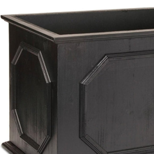 Set of Three Black Wood 1 Ounce Geometric Rectangular Planter Boxes