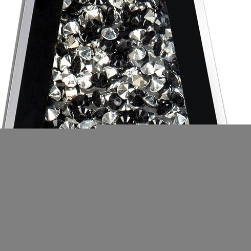14" Black And Silver Glass Table Vase With Faux Crystals