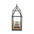 15" Black Metal Glass And Wood Geometric Three Light Hurricane Candle Holder