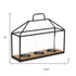 15" Black Metal Glass And Wood Geometric Three Light Hurricane Candle Holder