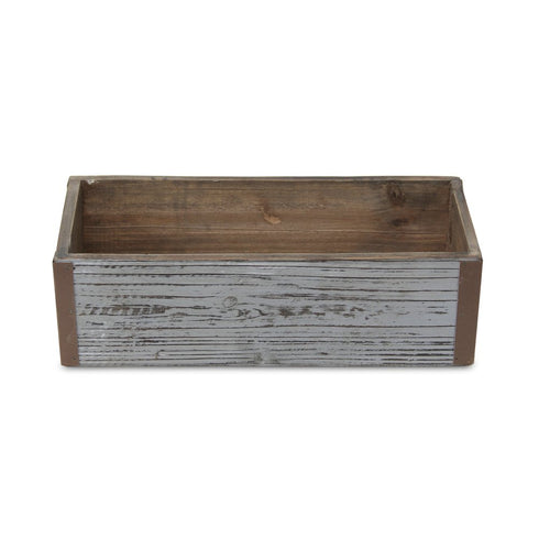 Gray Wood 98 Ounce Rectangular Distressed Planter Box
