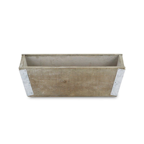 Natural And Silver Metal And Wood 90 Ounce Rectangular Distressed Planter Box