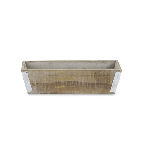 Natural And Silver Metal And Wood 123 Ounce Rectangular Distressed Planter Box