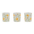 Set of Three Yellow And Green Floral Glass Tabletop Pillar Candle Holders