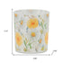 Set of Three Yellow And Green Floral Glass Tabletop Pillar Candle Holders