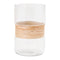 Set of Two Clear And Beige Abstract Glass Tabletop Pillar Candle Holders