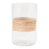Set of Two Clear And Beige Abstract Glass Tabletop Pillar Candle Holders