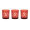 Set of Three Red Abstract Glass Tabletop Votive Candle Holders