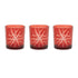 Set of Three Red Abstract Glass Tabletop Votive Candle Holders