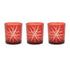 Set of Three Red Abstract Glass Tabletop Votive Candle Holders