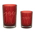 Set of Two Red Snowflake Glass Tabletop Votive Candle Holders