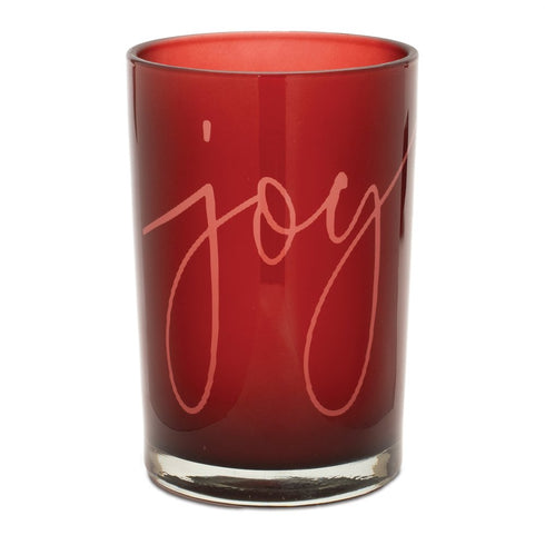 Set of Two Red Snowflake Glass Tabletop Votive Candle Holders