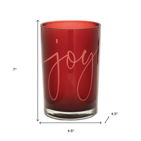 Set of Two Red Snowflake Glass Tabletop Votive Candle Holders