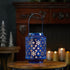 10" Blue Abstract Iron Tabletop Pillar Candle Holder