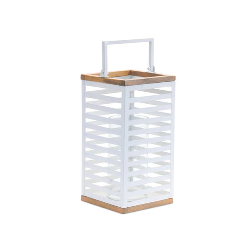 Set of Two White Abstract Metal Tabletop Pillar Candle Holders