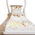 Set of Two Cream Distressed Filigree Metal Tabletop Lantern Candle Holders