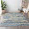 10' X 14' Blue Silver And Gold Abstract Washable Area Rug With UV Protection