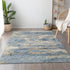 10' X 14' Blue Silver And Gold Abstract Washable Area Rug With UV Protection