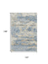 10' X 14' Blue Silver And Gold Abstract Washable Area Rug With UV Protection