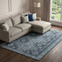 9' X 12' Blue And Sky Blue Diamond Distressed Washable Area Rug With UV Protection