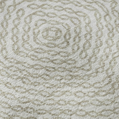 9' X 12' Linen And Ivory Geometric Washable Area Rug With UV Protection