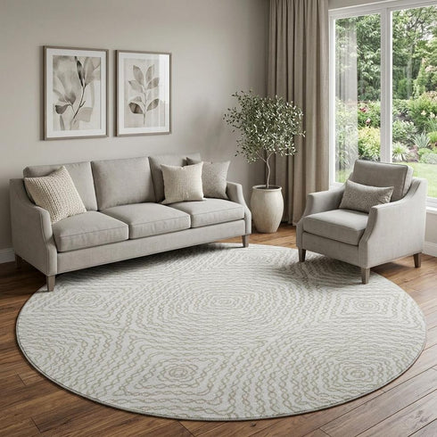9' X 12' Linen And Ivory Geometric Washable Area Rug With UV Protection