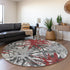 9' X 12' Red Charcoal And Gray Abstract Washable Area Rug With UV Protection