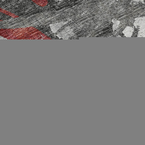 9' X 12' Red Charcoal And Gray Abstract Washable Area Rug With UV Protection