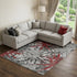 9' X 12' Red Charcoal And Gray Abstract Washable Area Rug With UV Protection